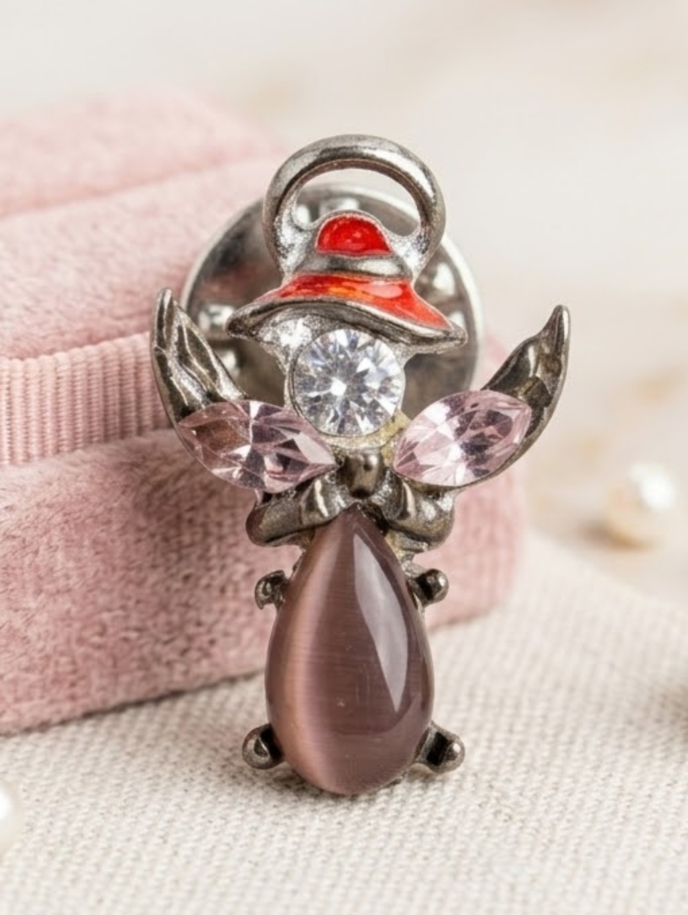 3/$25 Red Hatter Guardian Angel Vintage Pin Retro Red Hat Society